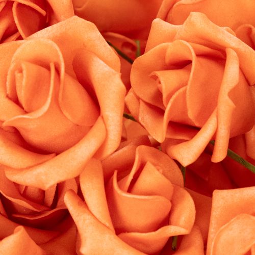 Artificial orange rose, 5cm bloom, single, 100 pieces | Floristik24.ie