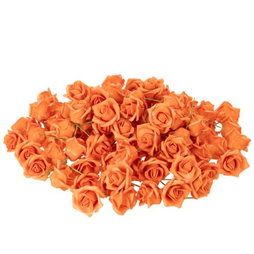 Artificial orange rose, 5cm bloom, single, 100 pieces | Floristik24.ie