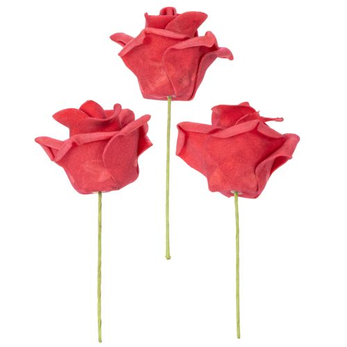 Artificial red rose flower with stem, 5cm, 100 pieces | Floristik24.ie