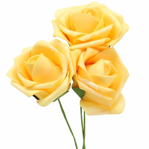 Product Foam Rose Ø7.5cm Yellow 18 pcs