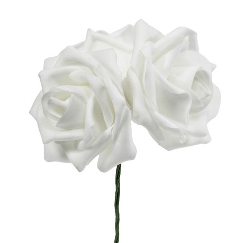 Floristik24 Foam roses white Ø5cm 12pcs