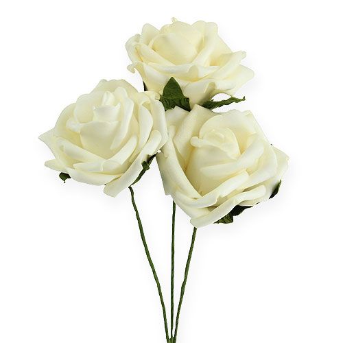 Floristik24 Foam Rose Ø6cm Cream 27 pcs