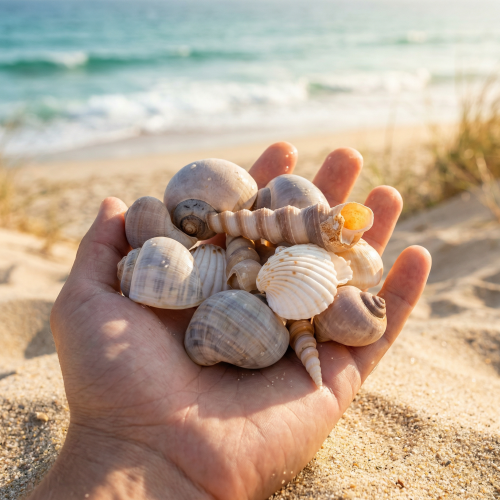 Product Shells and snails Natural maritime decorative items for stylish interior design 500g