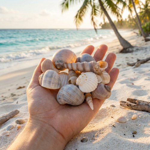 Product Shells and snails Natural maritime decorative items for stylish interior design 500g