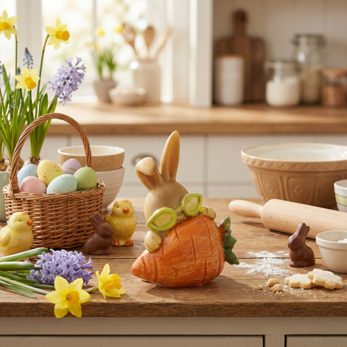 Product Decorative rabbit with carrot, Easter bunny decorative figures, 6cm, 3 pieces