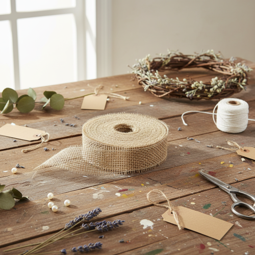 Product Natural jute ribbon, 5cm wide, 40m long