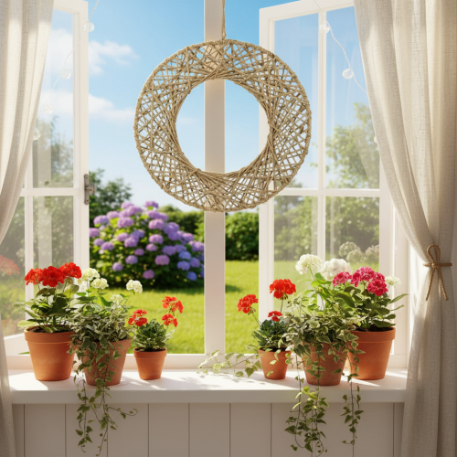 Product Decorative jute rings, natural style, hanging decoration, boho style, Ø38cm, 2 pieces, metal rings, wall decoration, window decoration