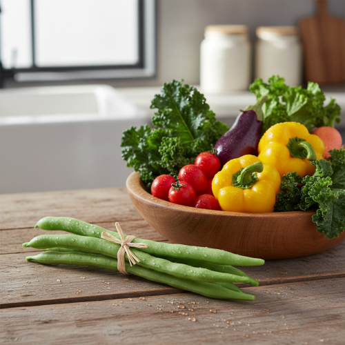 Product Decorative Beans, Artificial Vegetables, Green, Real Touch, 17cm, 6 Pieces