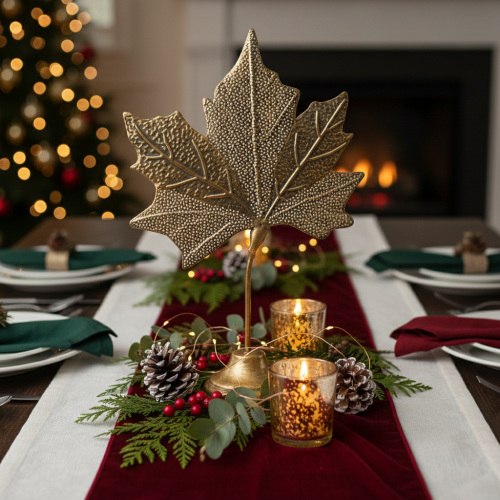 Product Table decoration autumn maple leaf decoration golden antique 58cm × 39cm