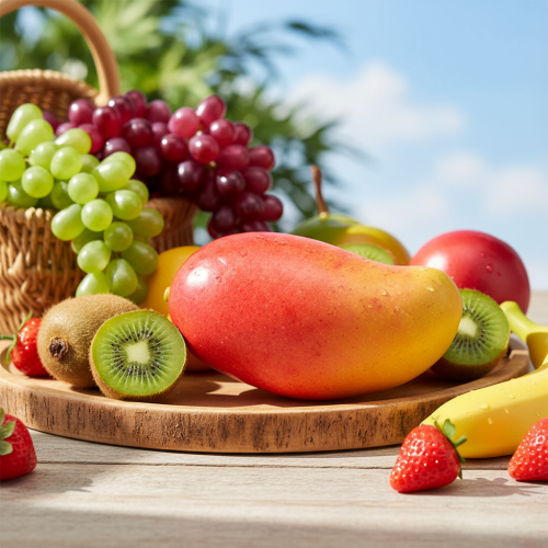 Product Artificial Mango Red, Yellow Realistic Food Dummy 15cm