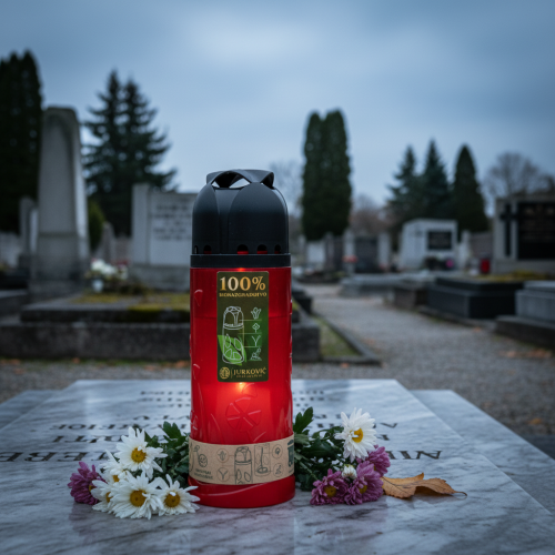 Product Grave candle red vegetable oil ICP candle for remembrance H24cm