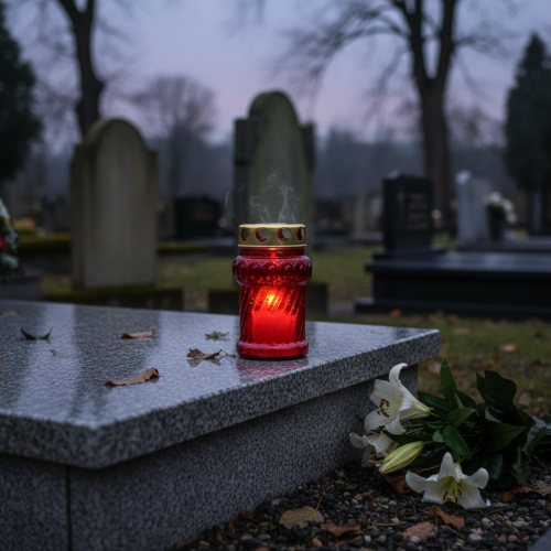 Product Grave candle for autumnal grave decoration for All Saints' Day and the commemorations of the dead, 13cm, 8 pieces