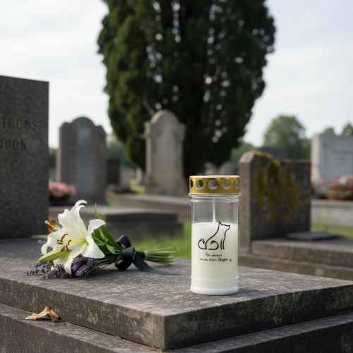 Product Grave light dog grave candle for animals white Ø7cm H16.5cm