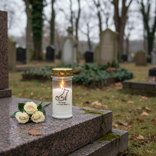 Product Grave light dog grave candle for animals white Ø7cm H16.5cm