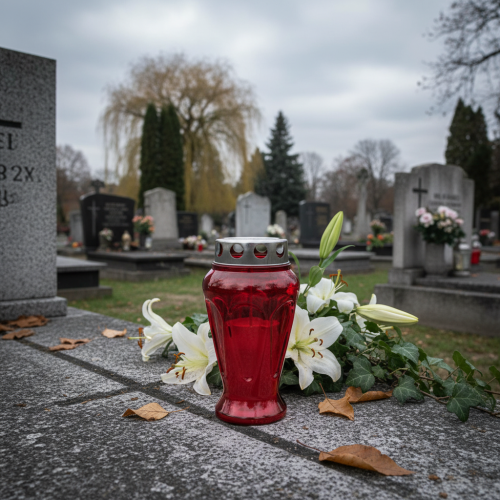 Product Grave candles red drops mourning lights Ø9cm H17cm 4 pcs