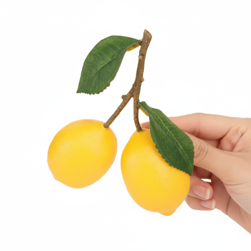 Product Decorative lemon branch 16cm, artificial fruits 3pcs