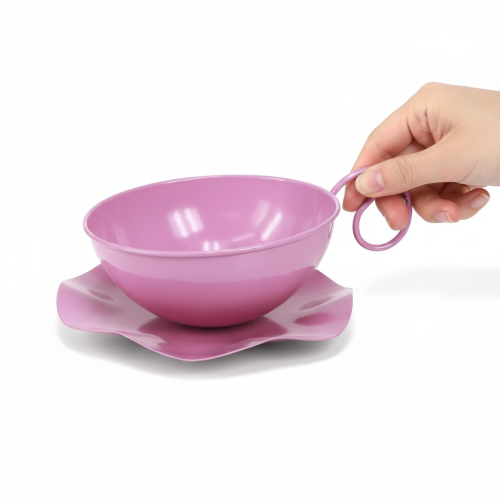 Product Metal mug Ø16cm H9cm Decorative mug with saucer Pink 2pcs