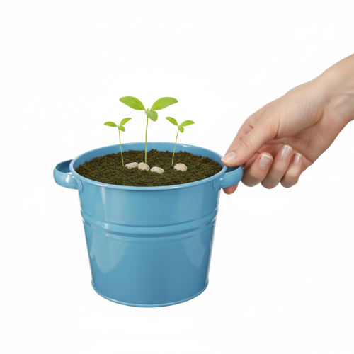 Product Decorative metal flower pot/planter in blue, 31cm x 26cm x 21.5cm