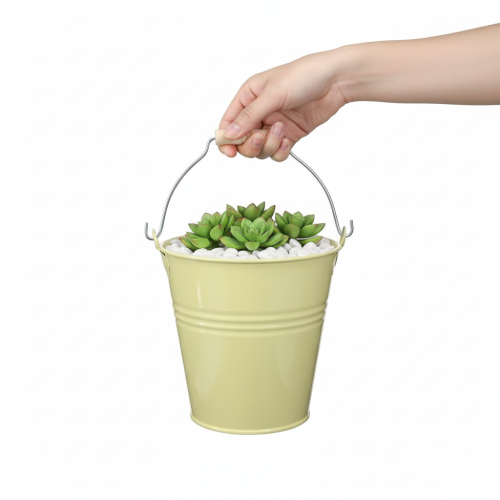 Product Metal bucket/flower pot in greenish-yellow, 26x22.5x23cm, 6l