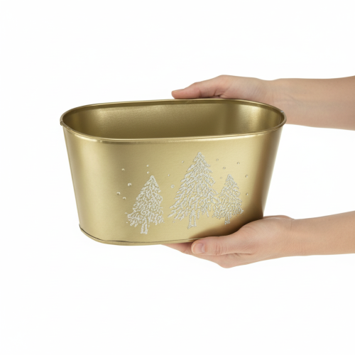 Product Decorative oval bowl, Christmas tree-shaped planter, gold, 24×13×12.5cm