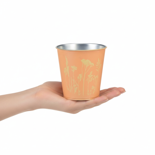 Product Metal flower pot, peach design, planter, Ø10.5cm H10.5cm