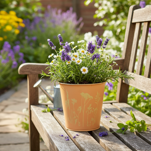 Product Metal flower pot, planter, peach yellow, Ø11.5cm H11.5cm