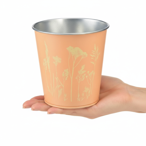 Product Metal flower pot, planter, peach yellow, Ø11.5cm H11.5cm