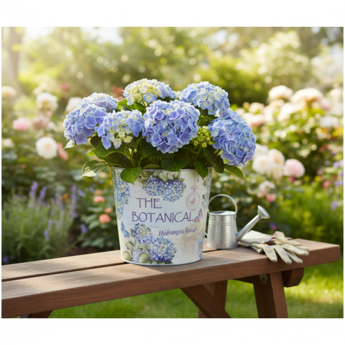 Product Metal hydrangea planter, flower pot Ø21cm H18cm