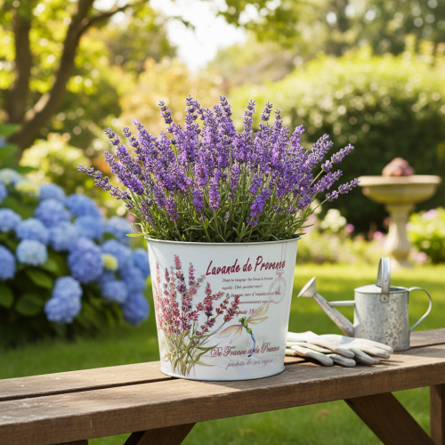 Product Metal planter for lavender, small, Ø18cm H15.5cm