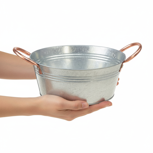 Product Round flower bowl with handles, metal bowl, Ø21cm, H9.5cm