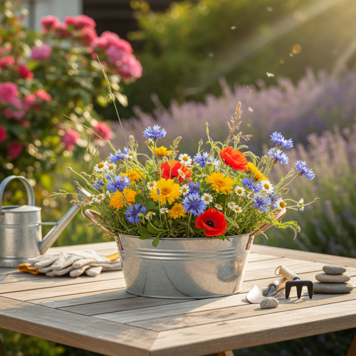 Product Round flower bowl with handles, metal bowl, Ø21cm, H9.5cm