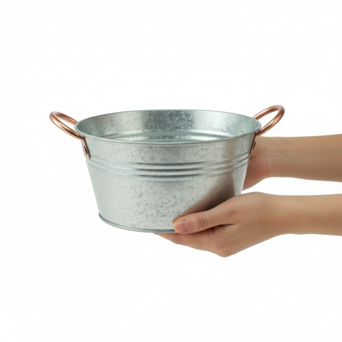 Product Round flower bowl with handles, metal bowl Ø17.5cm H9cm