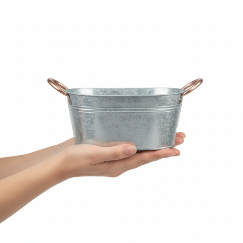 Product Flower bowl with handles, decorative bowl, metal, 17.5×12×9cm