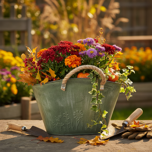 Product Flower pot with jute handles, metal handbag, 31×20×17cm