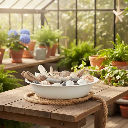 Product Metal bowl, white enamel look, Ø29cm, H7.5cm