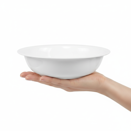 Product Metal bowl, white enamel look, Ø29cm, H7.5cm