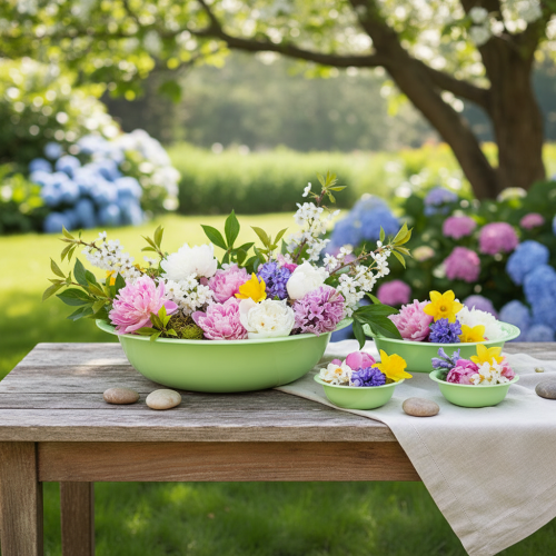 Product Decorative metal bowl, green, enamel-look metal bowl, Ø29cm