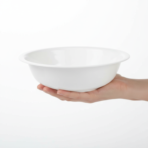 Product Metal bowl, white, enamel look, Ø36cm, H9.5cm