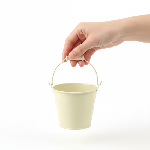 Product Bucket with handle, planter, pastel metal, Ø10cm H8cm, 10 pieces