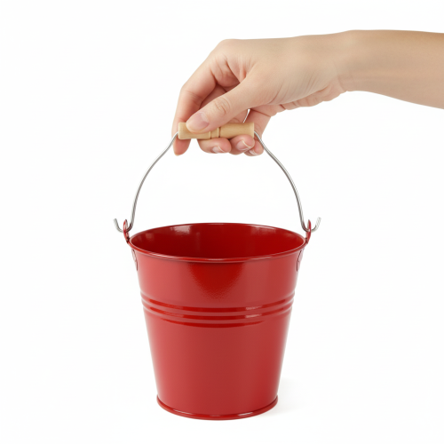 Product Decorative metal bucket/planter, red, Ø22cm, H21.5cm, 6L