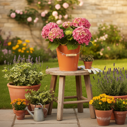 Product Decorative metal bucket/planter, orange-brown, Ø22cm, H21.5cm, 6L