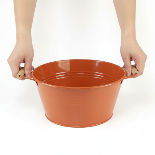Product Decorative bowl with handles, metal, orange-brown, Ø29cm, H14.5cm