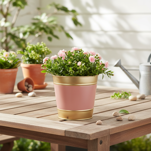Metal plant pot/flower pot/planter, Ø13cm H12cm, 4 pieces | Floristik24.ie