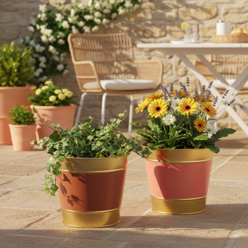 Product Metal plant pot/flower pot/planter, Ø26cm H22cm, 4 pieces