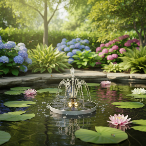 Product Solar pump for garden ponds, floating decorative water feature with LED, 16cm