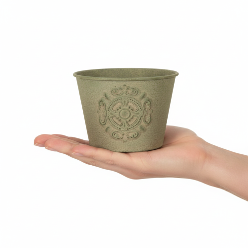 Product Metal flower pot, green, vintage, Ø22cm–13.5cm, set of 3