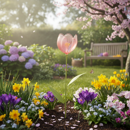 Product Garden stake flower decorative tulip for flower beds and borders 94cm