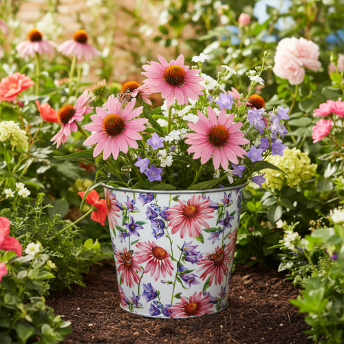 Flower pot, spring decoration, planter, metal, Ø14cm H12.5cm | Floristik24.ie