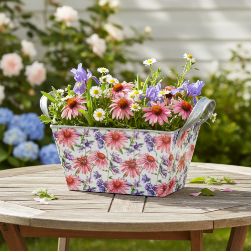 Jardiniere Spring Flower Box Metal Decoration 20×12.5×10cm | Floristik24.ie