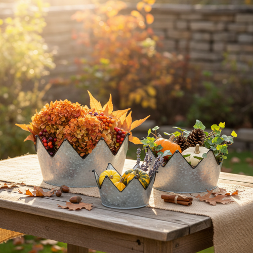 Decorative bowl metal bowl crown Ø26.5/22.5/19cm set of 3 | Floristik24.ie